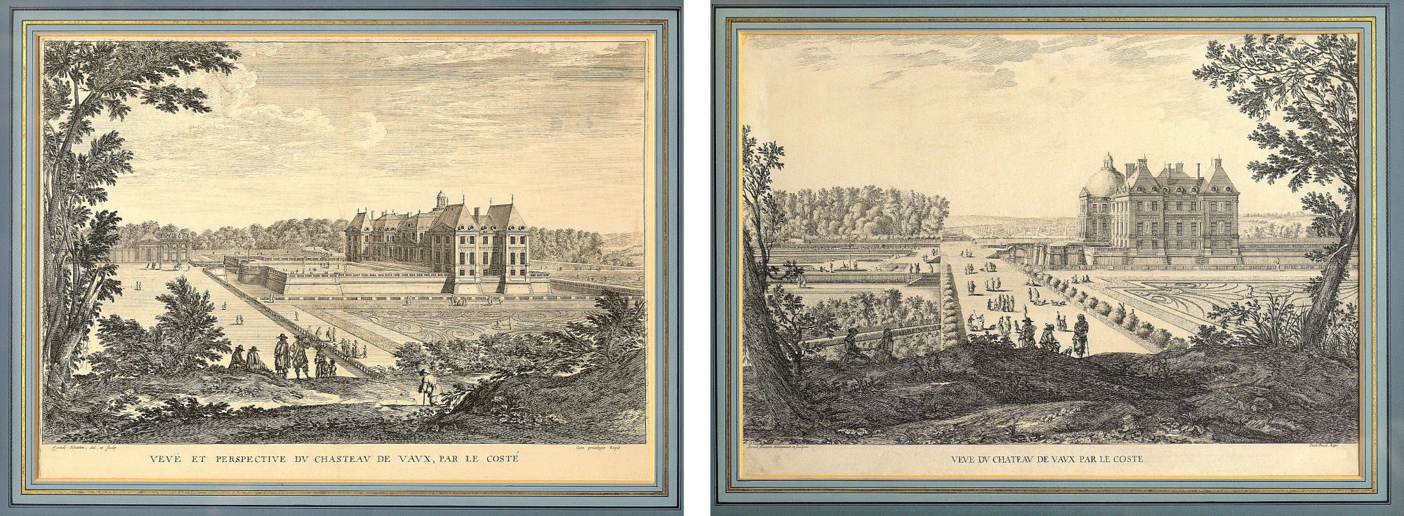 Les dons recueillis auprs des Amis de Vaux-le-Vicomte en 2017 ont permis la restauration de 11 gravures d'Isral Silvestre du XVIIe sicle. Situs dans les escaliers principaux du chteau, ces documents graphiques sont de trs prcieux tmoignages de la configuration du chteau  travers les sicles.